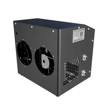 Back of Black Kove ice bath chiller on a white background