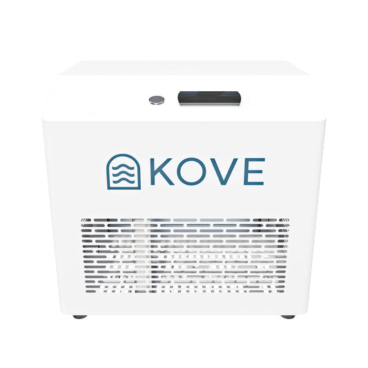 Front of white Kove ice bath chiller on a white background