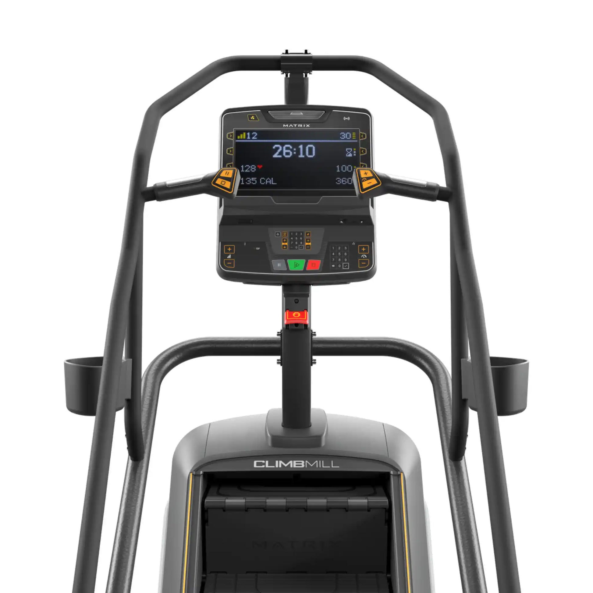 ClimbMill exercise machine with digital display on a white background