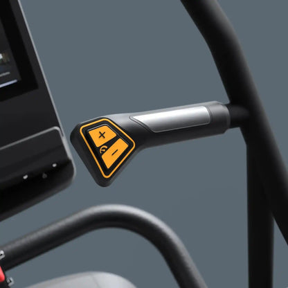 Close up on the handles with sensors on Matrix ClimbMill on a grey background. 