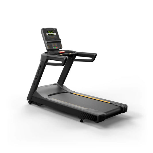 Treadmill with digital display on a white background