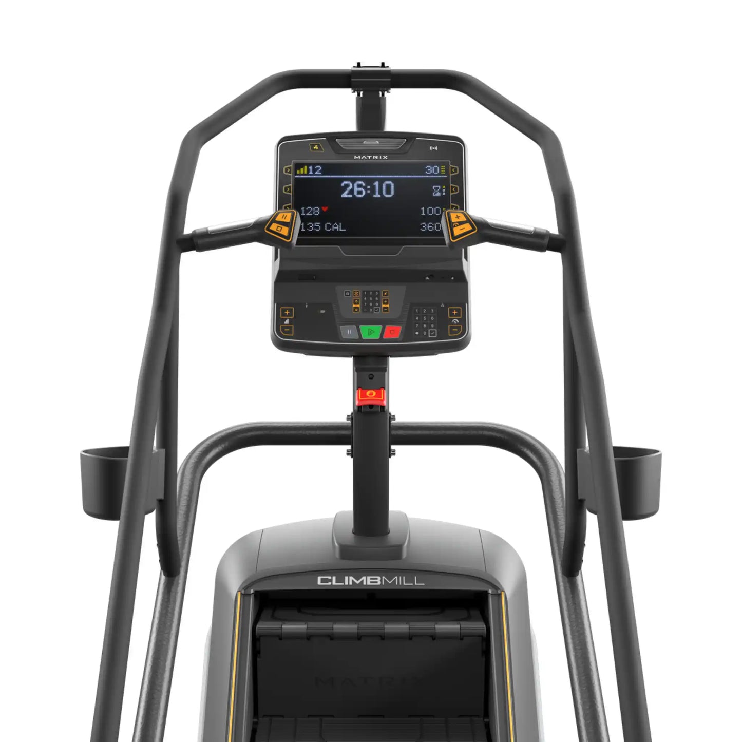 ClimbMill exercise machine with digital display on a white background
