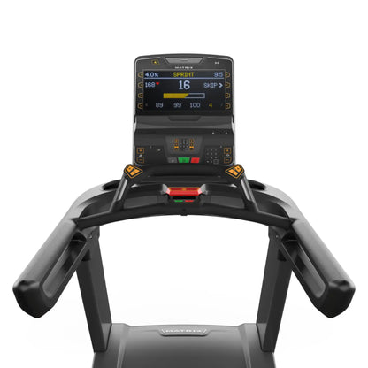 Treadmill with a digital display on a white background