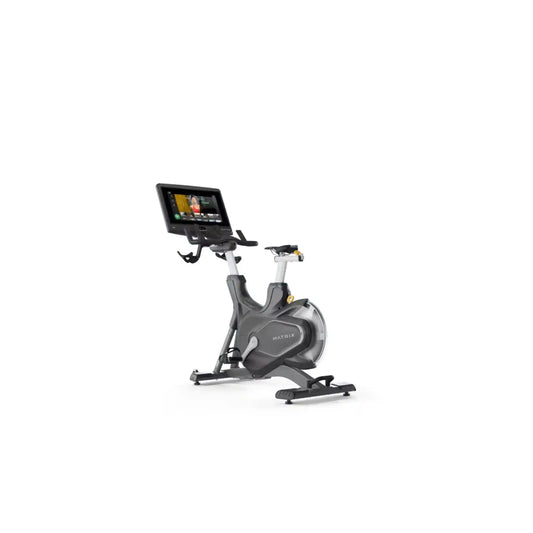 Exercise bike with a display screen on a white background