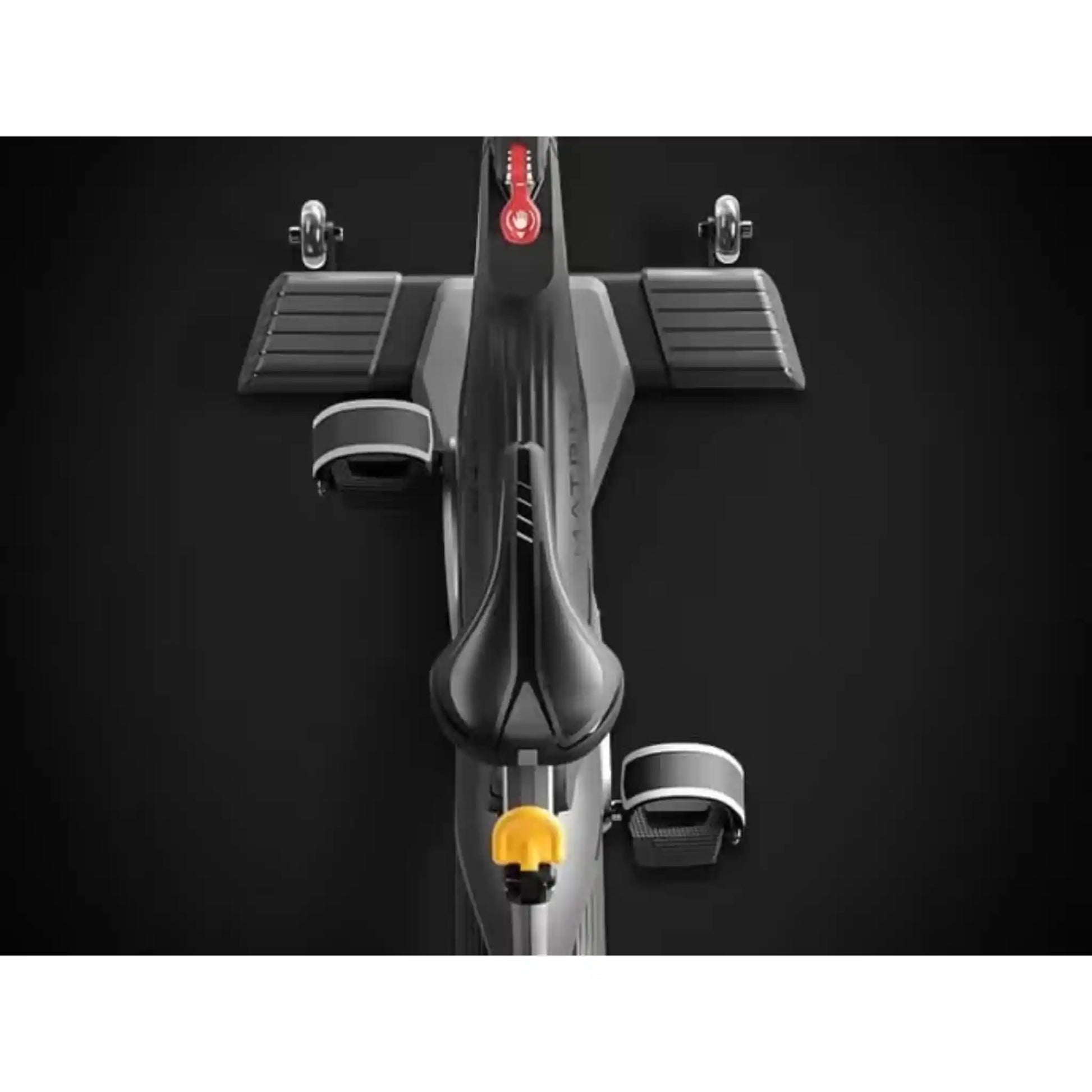 Aerial shot of exercise bike seat