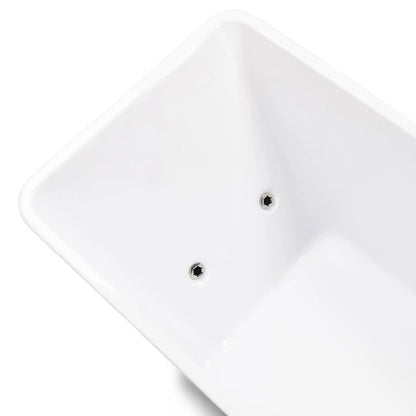 White rectangular ice bath with two water holes on a white background