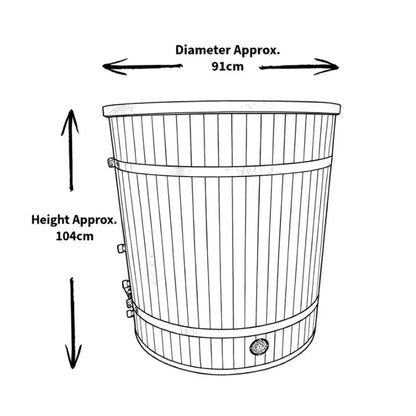 drawing of ice bath showing dimensions
