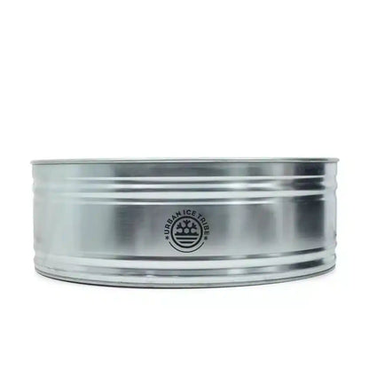Metal ice bath with Urban Ice Tribe logo on a white background
