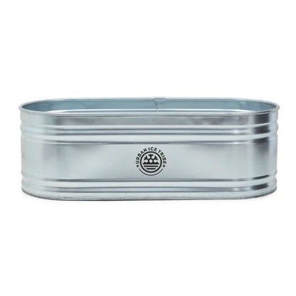 Steel ice bath, with Urban Ice Tribe branding, on white background