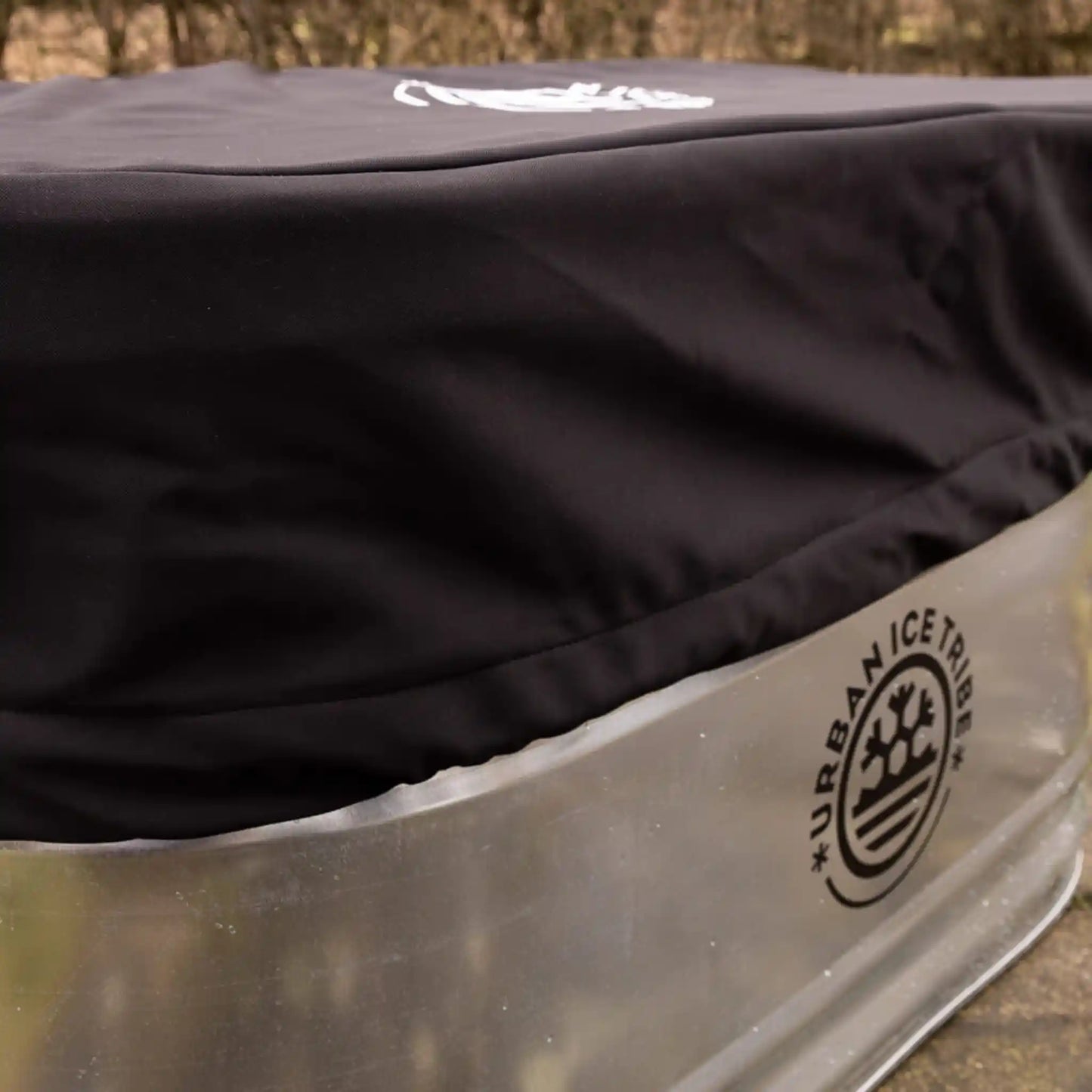Black cover on top of steel ice bath