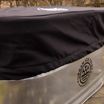 Black cover on top of steel ice bath